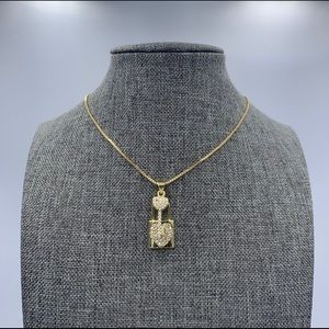 GOLD HEART LOCK AND KEY NECKLACE